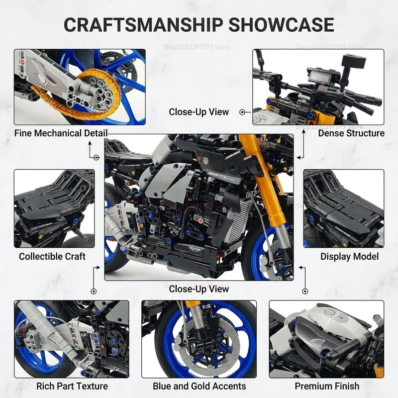 New 1478PCS Racing Motorcycle Building Blocks Kit for Adults DIY Speed Motorbike Model Educational Toy Gift Collectible for Boys