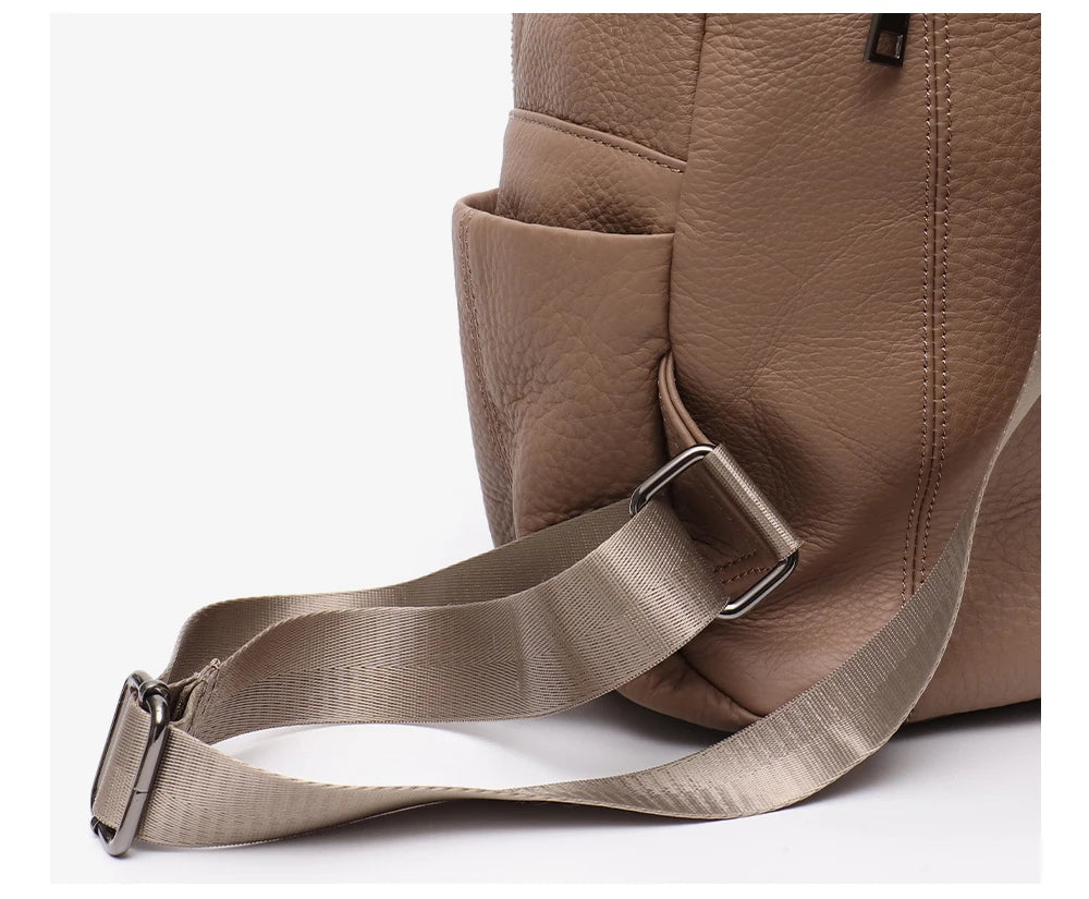Natural Cowhide Backpack for Women&men Minimalist Design Casual Daily Versatile College Students' Shoulder Bags Travel Knapsack