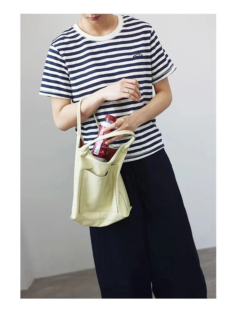 Women Genuine Leather Tote Luxury Light Weight And Comfortable To Use Handbag Colorful Soft Shopping Bags