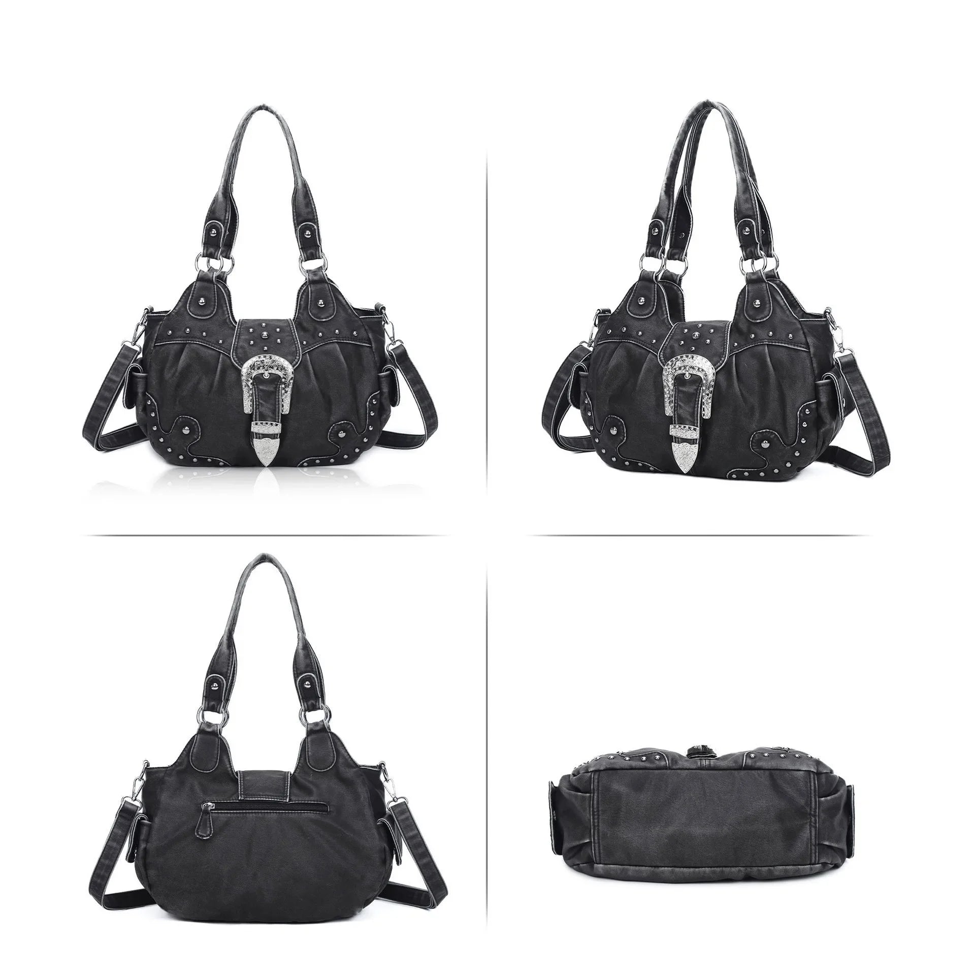 Women Handbag Satchel Top-handle Shoulder Bag PU Dumpling Pack Multi-pockets Shoulder Bags Phone Money Pack