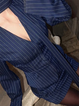 Tossy 3 Piece-Set Female Suit Mini Skirt Elegant Striped Commute Patchwork Fashion Luxury V-Neck Party Looks For Women Suit Sets