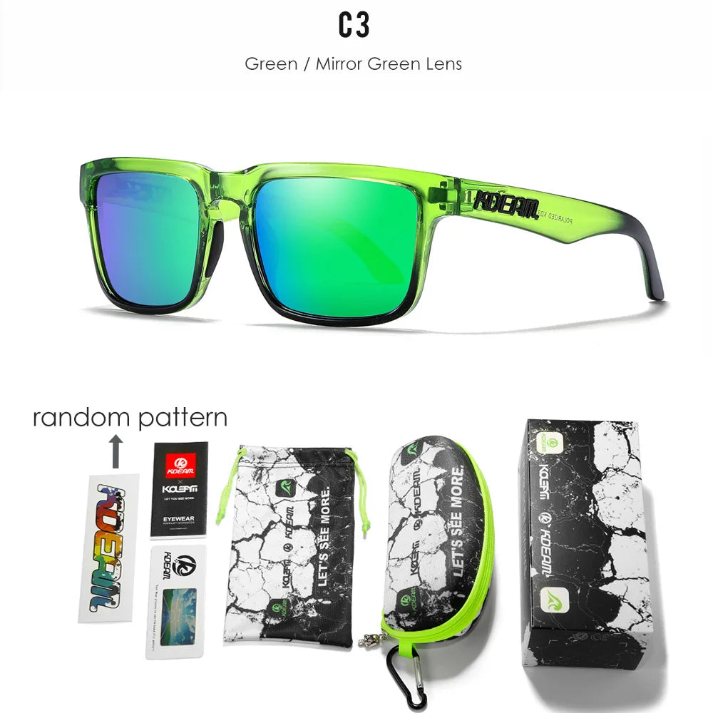 KDEAM All Black Men's Sunglasses Polarized And UV400 Protection Lens Driving Fishing Glasses Mirror With Complete Package