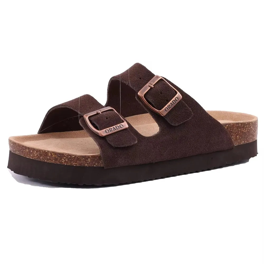 Women’s Suede Sandals with Cork Footbed