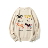 Cute Cartoon Cow Print T-Shirt Pure Cotton Washed Shoulder Round Neck Neutral Style Fashion Trend New High Quality Short Sleeves