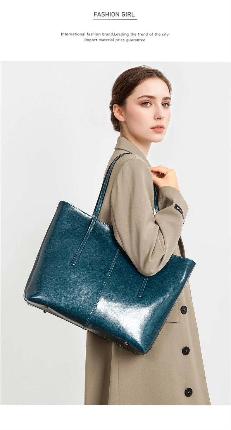 Burminsa Vintage Genuine Leather Tote Bag for Women