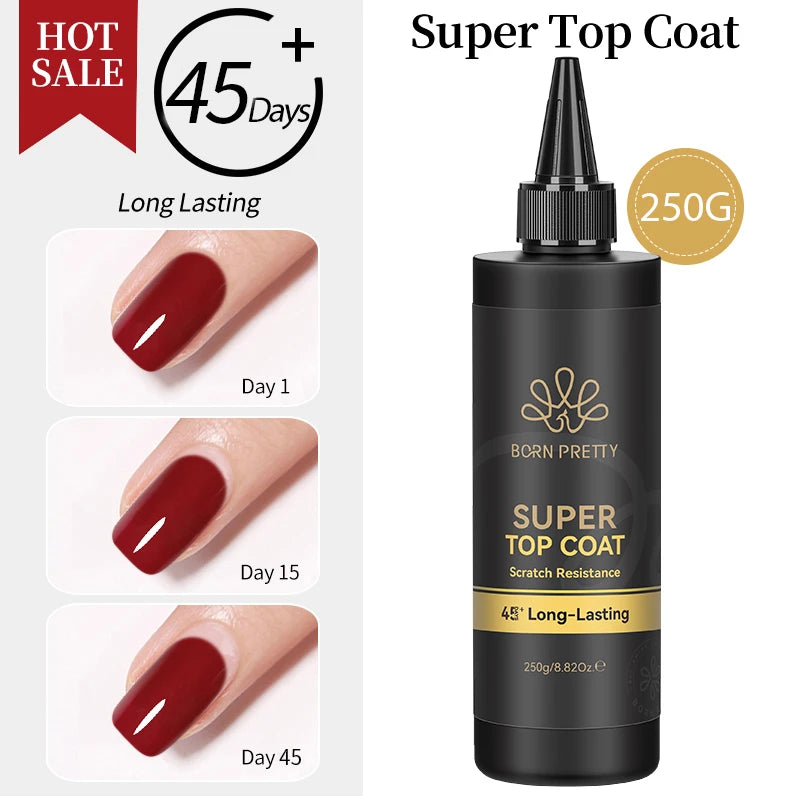 BORN PRETTY 250g Super Top Coat Gel Nail Polish Base Gel Matte Top Coat Semi-Permanent Varnish Soak Off Nail Art Functional Gel