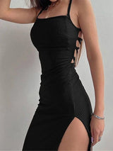 Women's Square-Neck Backless Sleeveless Ankle-Length Dress