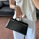 Minimalist Rectangular Frame Handbag Metal Lock Hard Shell Top Handle Bag Elegant Office Commute Shoulder Purse For Women