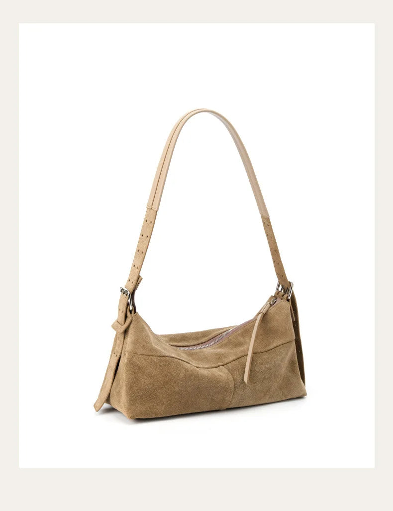 Women's Handbag New Suede Top Grain Leather Crossbody Bag Korean Style Wide Strap Shoulder Handheld Women Light Luxury Versatile