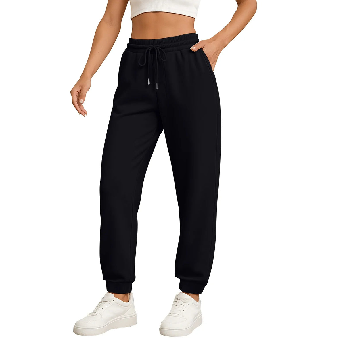 Women's High-Waist Drawstring Straight-Leg Pants