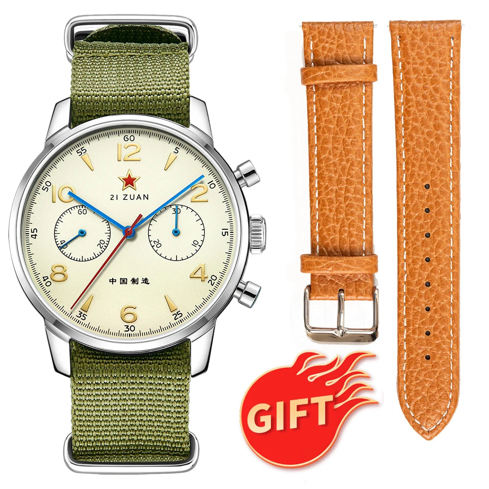 TOPHILL Classic Aviator 40mm Chronograph 1963 Mechanical Wristwatch ST1901 Watch For Men Sapphire Glass BGW9 TL025G