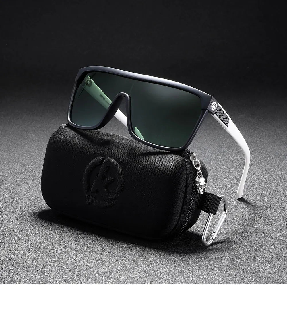 KDEAM One-piece Shape Men Sunglasses Polarized Elastic Paint Surface Sun Glasses Women Suitable Long-lasting Goggles Cat.3