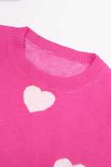 Women's Oversized Fuzzy Heart Knit Pullover Sweater