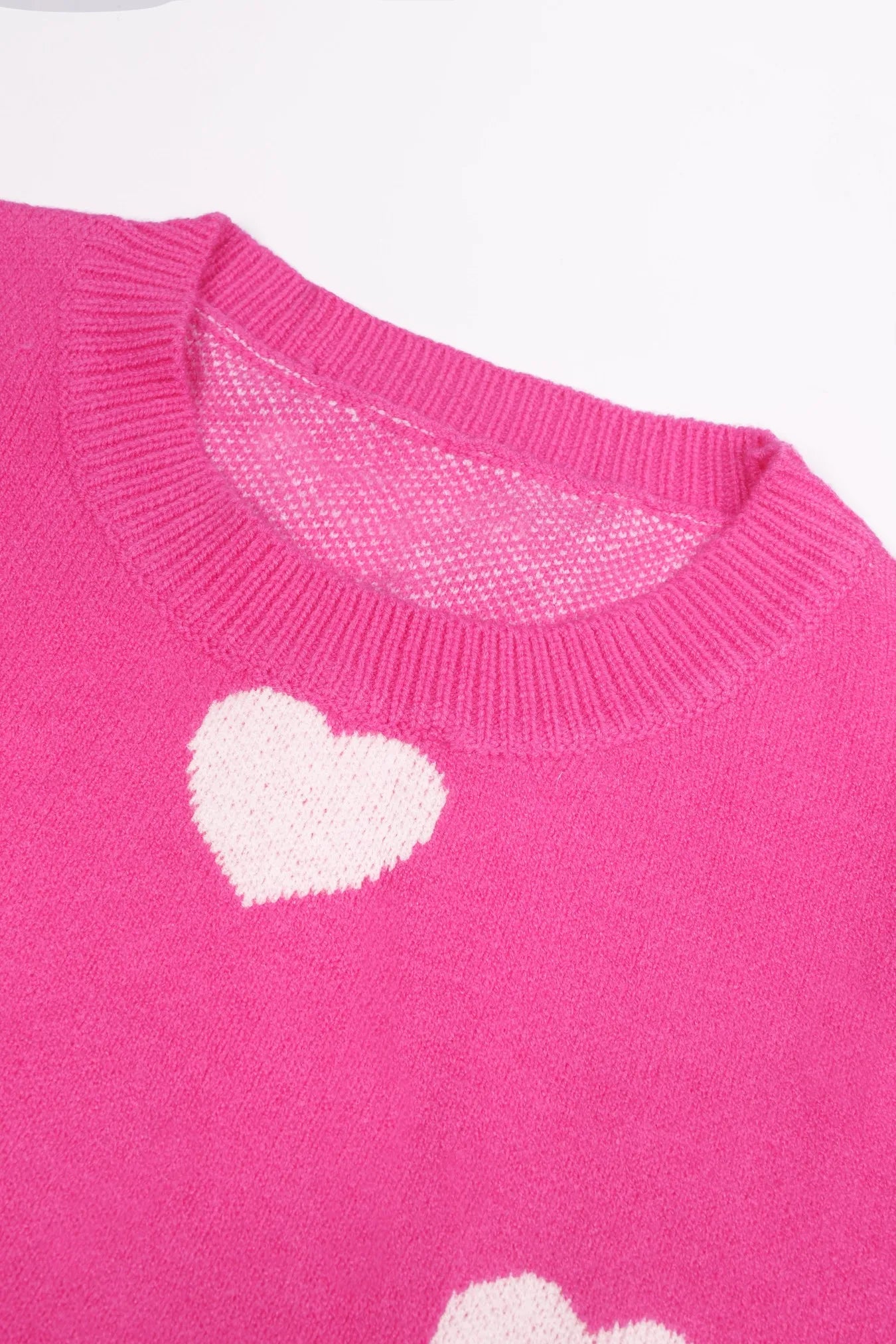 Women's Oversized Fuzzy Heart Knit Pullover Sweater