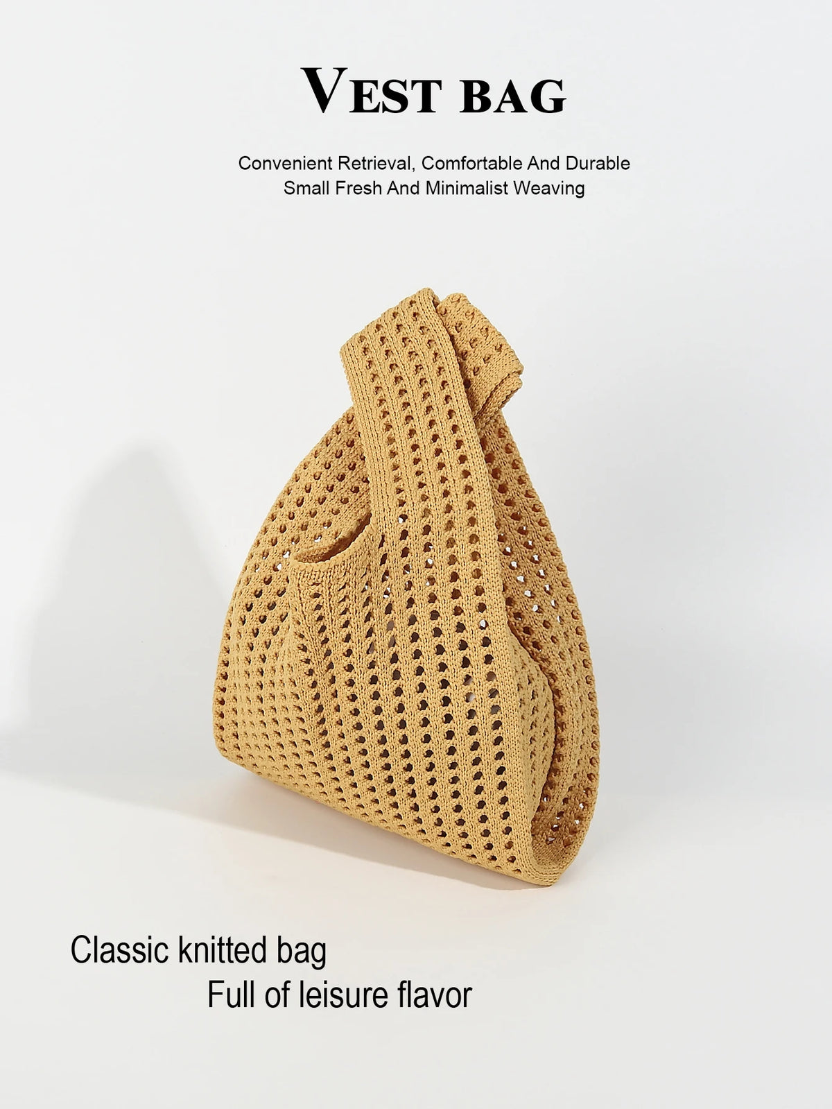 Handmade Knit Handbag Women Mini Shoulder Bag Female Casual Color Wide Stripe Plaid Tote Bag Student Cell Phone Package