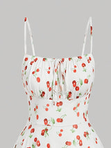 Cherry Print Vintage A-Line Sundress | Y2K Summer Party Style