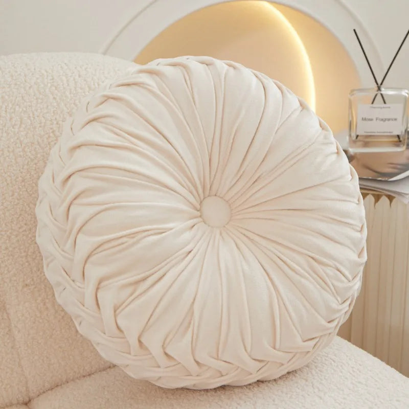 Pleated Velvet Pumpkin Cushion – Lumbar & Sofa Support