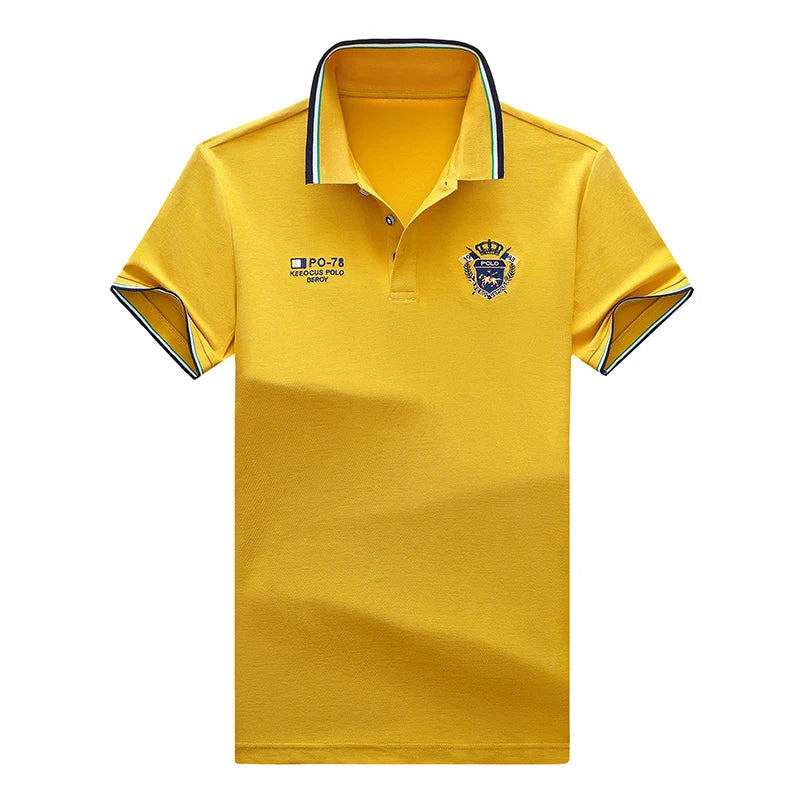 Men's Embroidered Cotton Polo – Casual Solid Colors