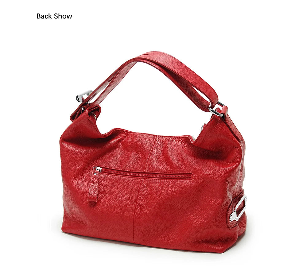 Zency 100% Genuine Leather Large Women Top Handle Shoulder Bag Tote Handbag Purse Black Leather Hobo Bag Underarm Zipper Bags