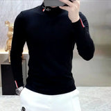 Spring Autumn Fashion Sweatshirt Men Trendy Handsome Velvet Warm Tops High-end Bottoming Long-sleeved T-shirt Chic Male Clothes
