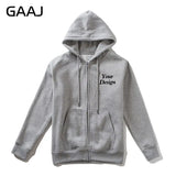 Top Quality Custom Cotton Zipper Hoodie Print Photo Text Brand Logo Men Womens Thick Fleece Autumn Winter Warm Sweatshirt 350gsm