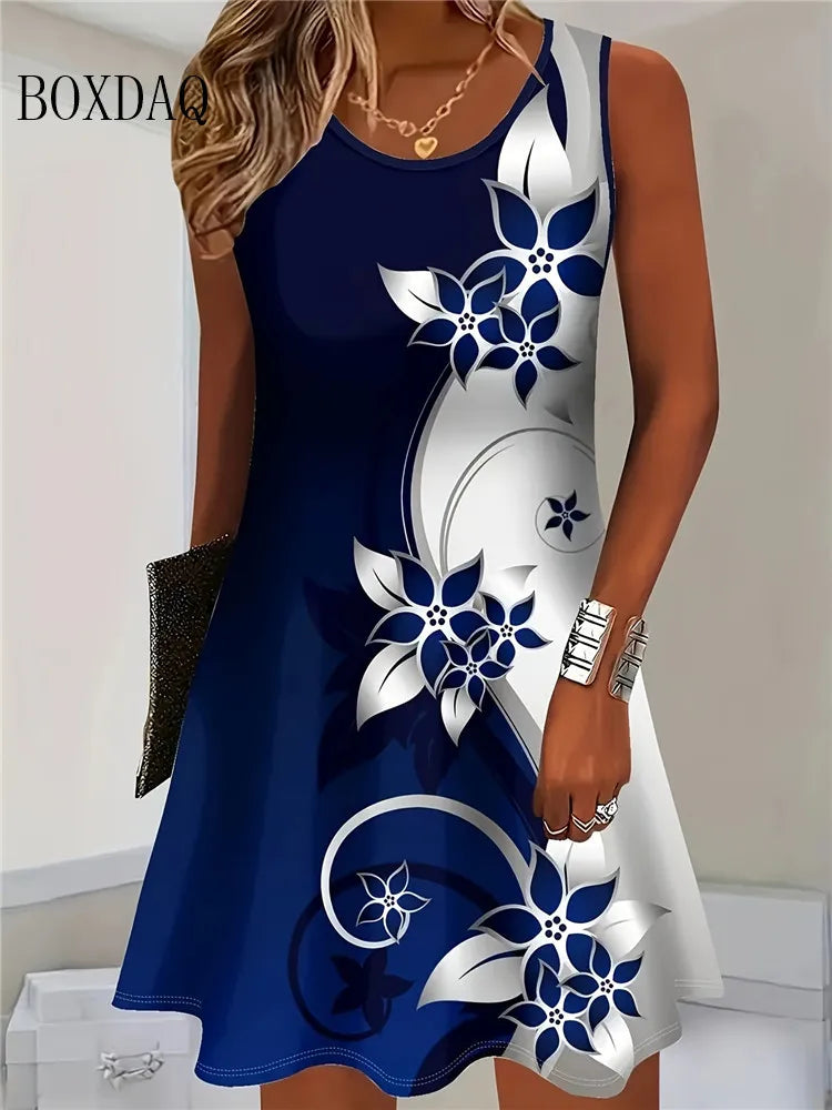Women's Floral Sleeveless A-Line Mini Dress