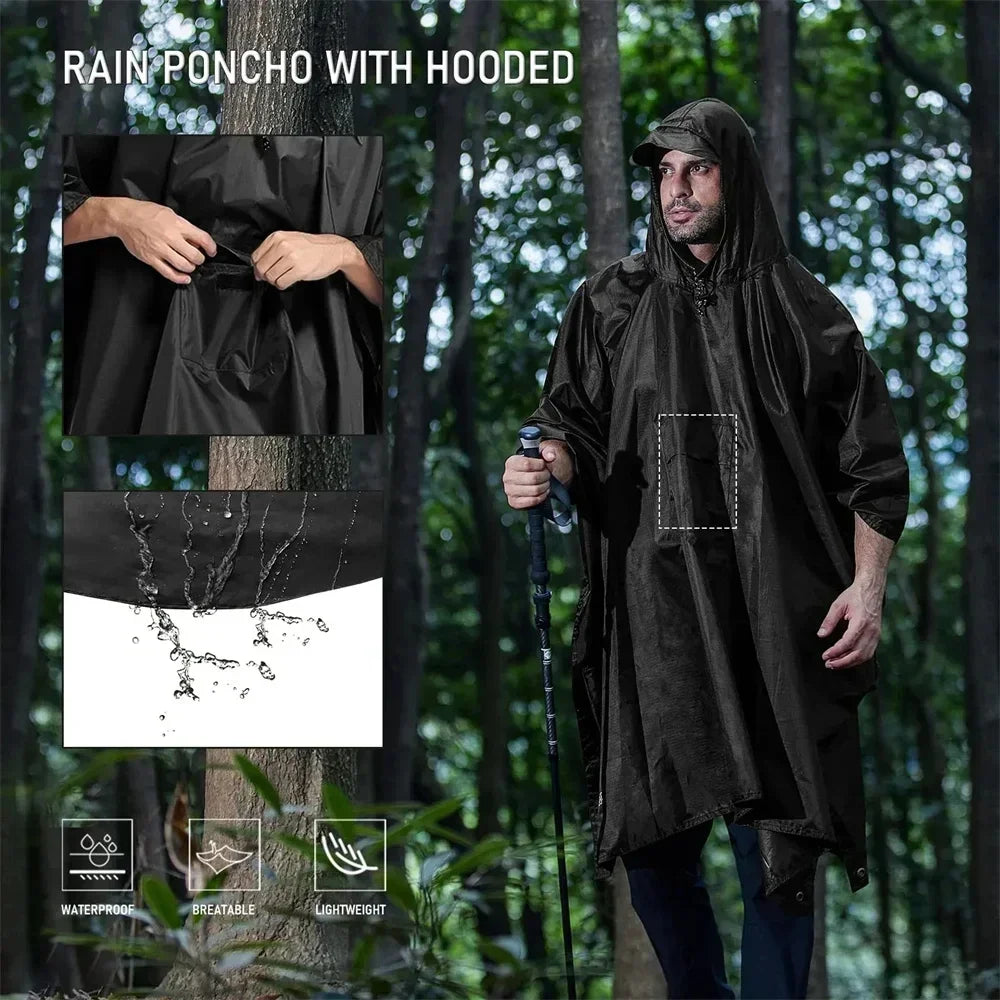 3-in-1 Hooded Waterproof Rain Poncho | Outdoor Adventure