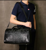 2024 New Cow Genuine Alligator Leather Travel Bags Luxury Men Large Capacity Portable Male Shoulder Bags Brand Travel Duffle Bag