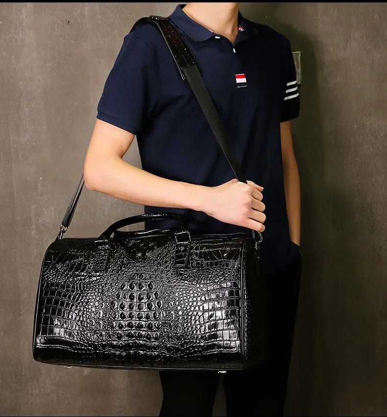 2024 New Cow Genuine Alligator Leather Travel Bags Luxury Men Large Capacity Portable Male Shoulder Bags Brand Travel Duffle Bag