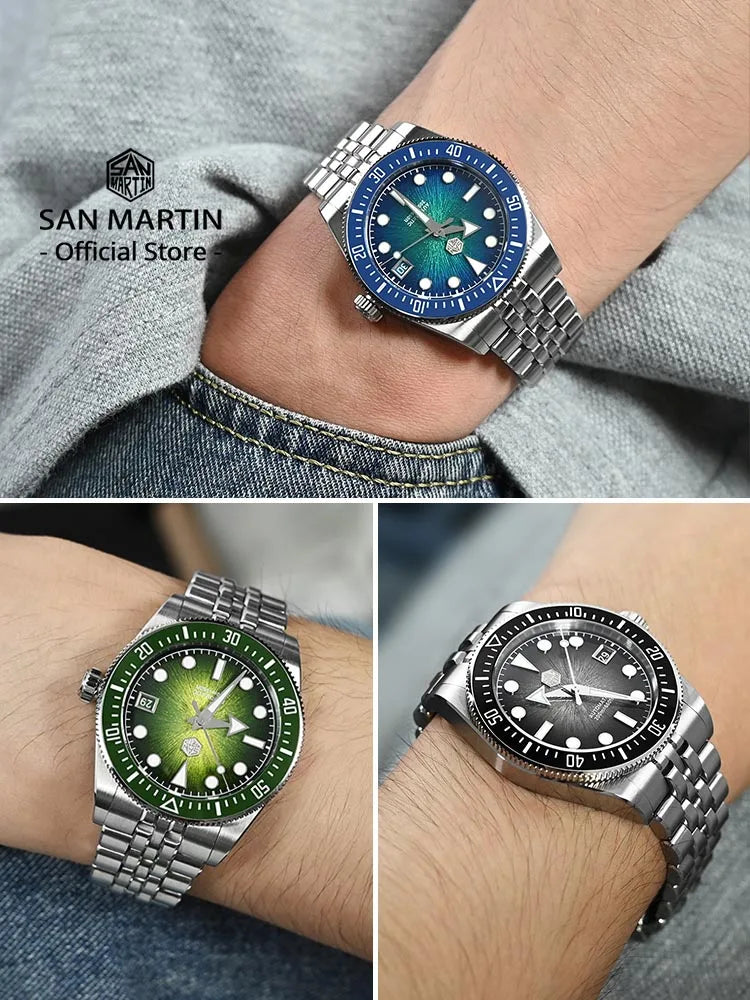 San Martin SN0148 Enamel Dial Diver Watch 37.5mm 40mm