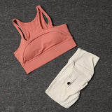 Fitness Shorts Yoga Sets Women's Tracksuit High Waist Sportswear Bra Workout Leggings Cycling Gym Shorts Sports Suit With Pocket