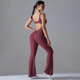 Sexy Back V Jumpsuit Gym Set Women Training Yoga Suit Sportswear Women Sports Jumpsuit Fitness Rompers Stretch Workout Bodysuits