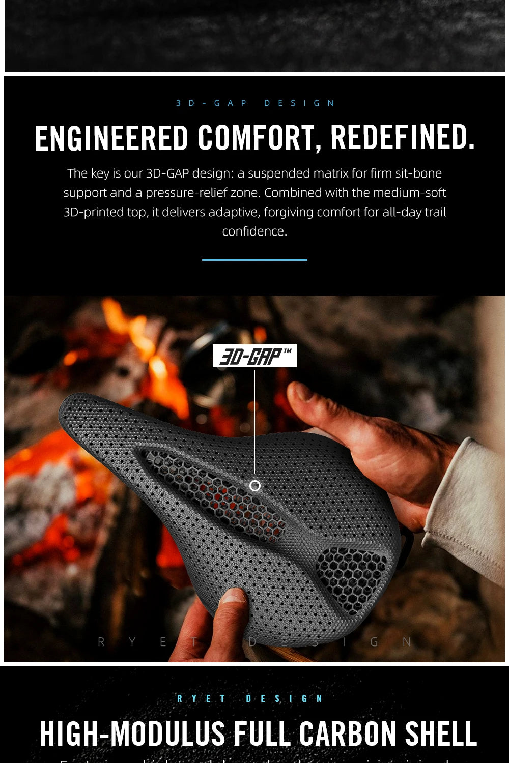 RYET Carbon Saddle 145/155MM – Road, MTB & Gravel