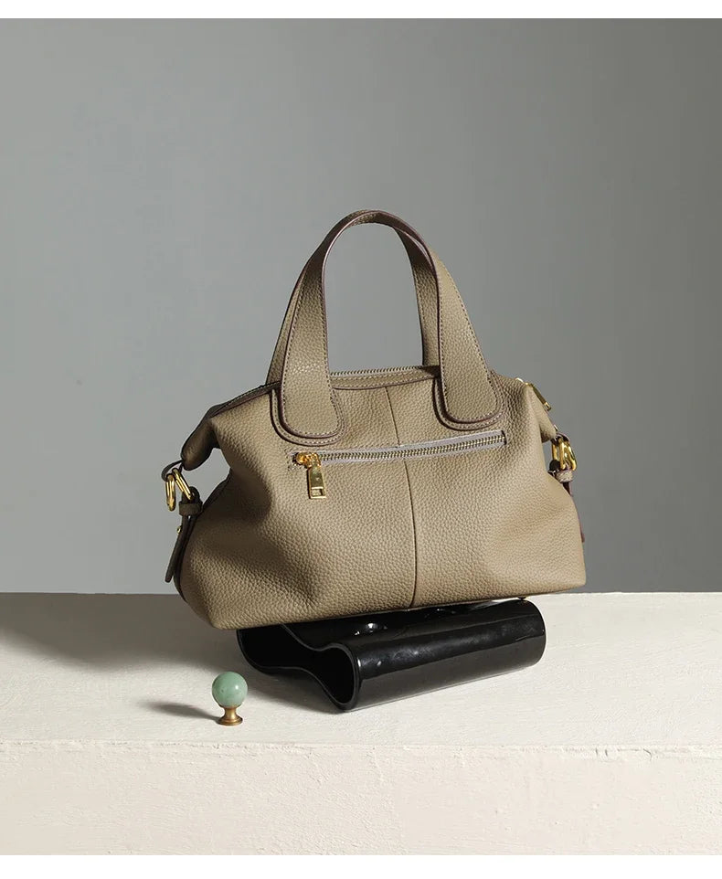 Women's Natural Cow Leather Bag Female Retro Cowhide Crossbody Bags Ladies Large Capacity Shoulder Bag for Middle aged Women