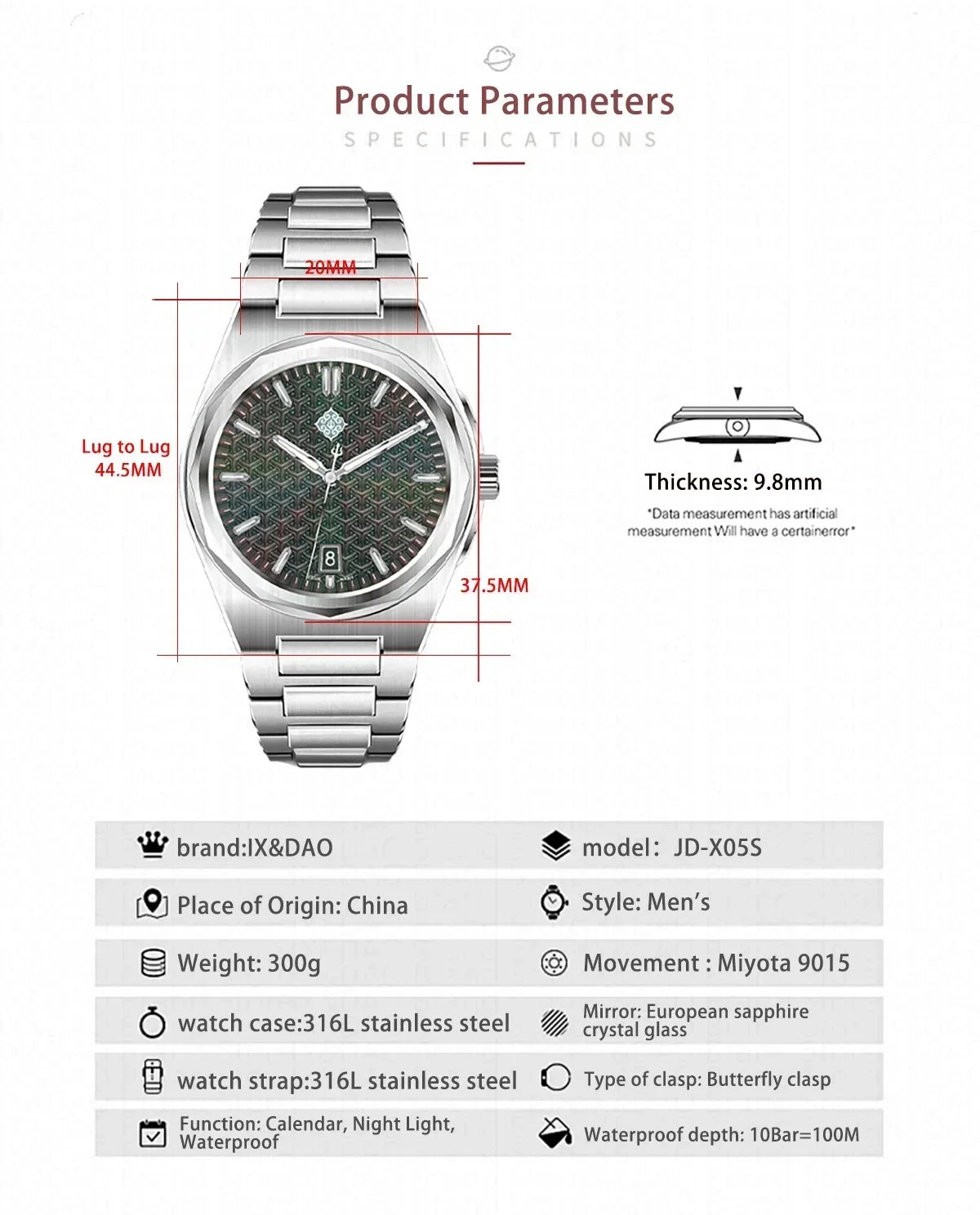 IX&DAO Warrior 37mm Automatic Watch | Sapphire & Steel