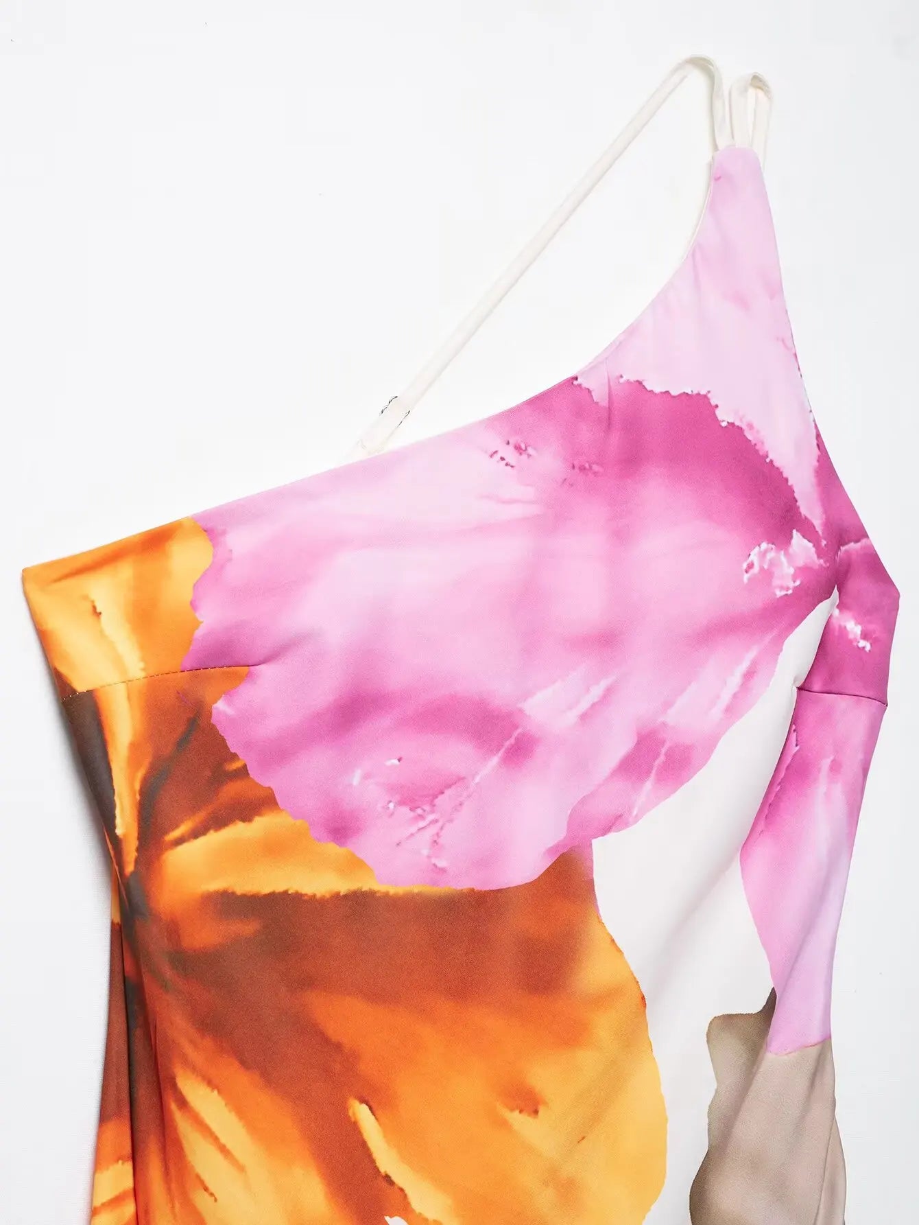 Floral One-Shoulder Slim-Fit Maxi Dress