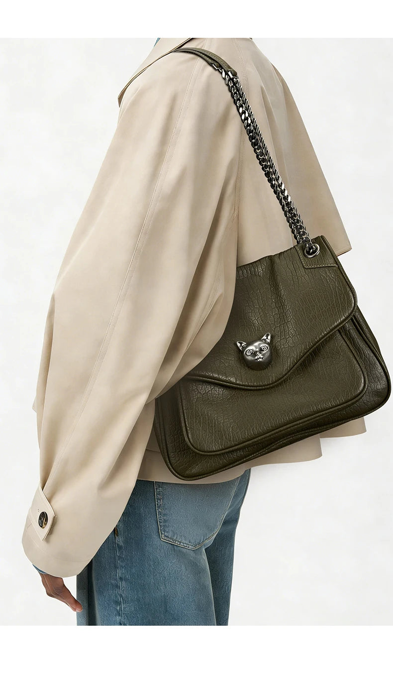 BAFELLI Genuine Leather Chain Bag – Chic Crossbody Tote