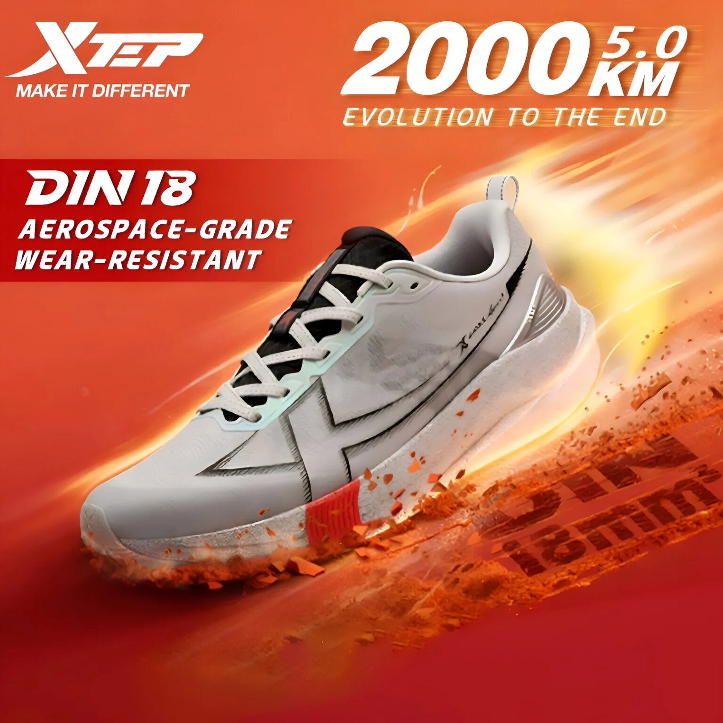 Xtep 2000km 5.0 Running Shoes Soft Marathon Sneakers Cushion Durable Professional Combat Street Lightweight Shoes 874119110023