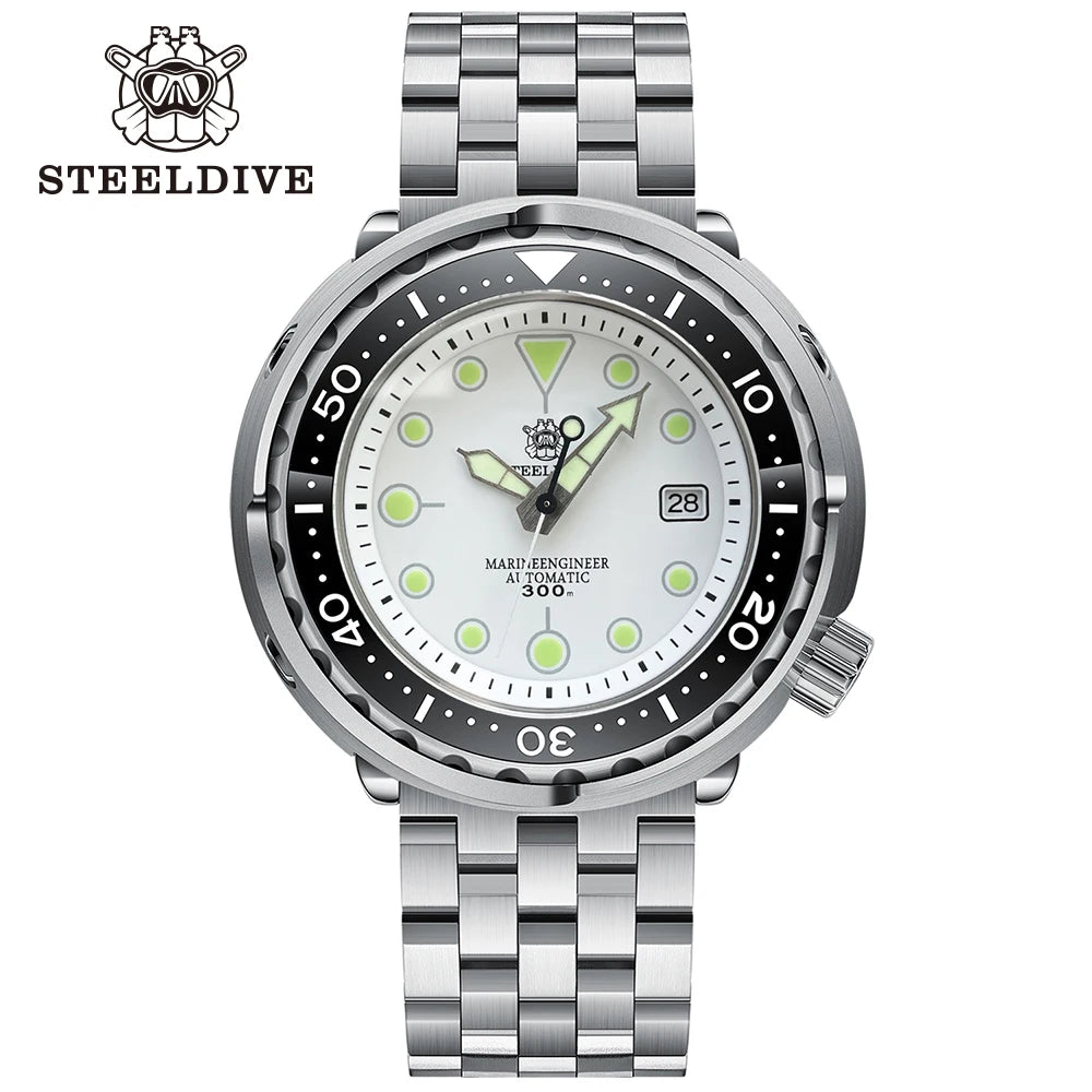 STEELDIVE SD1975 Luxury Auto Watches Men Dive Watch 300m Waterproof C3 Luminous Clock Sapphire Mirror NH35 Mechanical Wristwatch