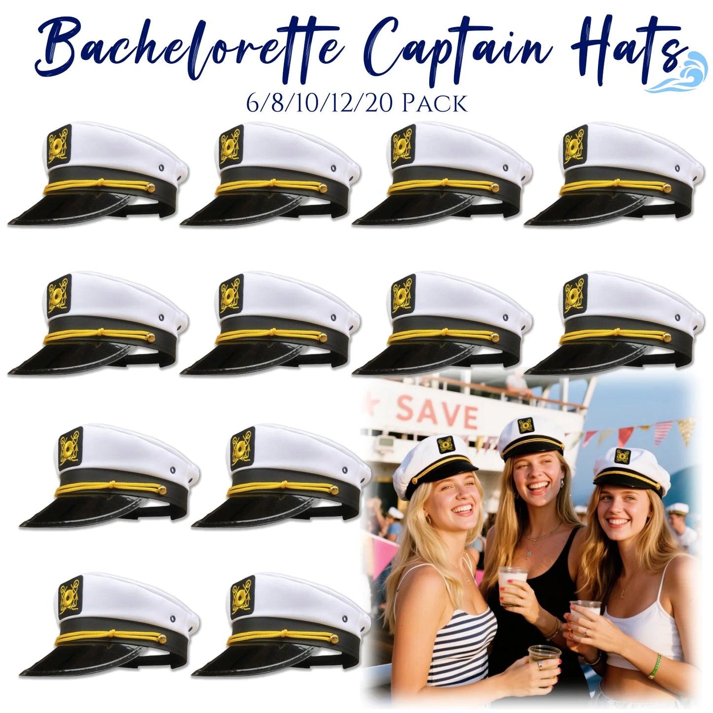 Captain Hats Bulk Pack – Nautical Party Caps