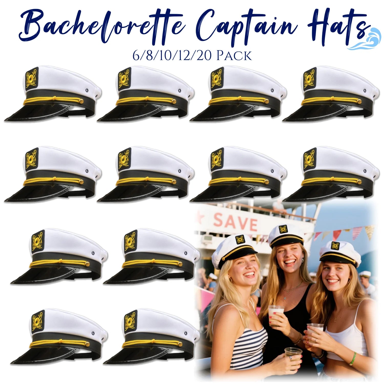Captain Hats Bulk Pack – Nautical Party Caps