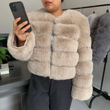 Elegant Winter Faux Fox Fur Crop Jacket