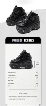 2026 New Punk Style Women Shoes Lace-up Heel Height 6CM Platform Shoes Woman Metal Decor Woman Sneakers Gothic Ankle Rock Boots