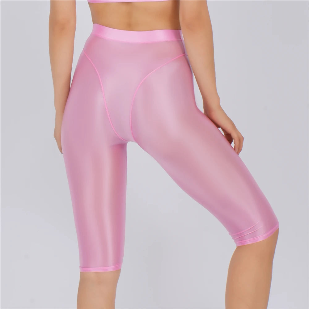 Women's Sheer Stretch Knee-Length Shorts