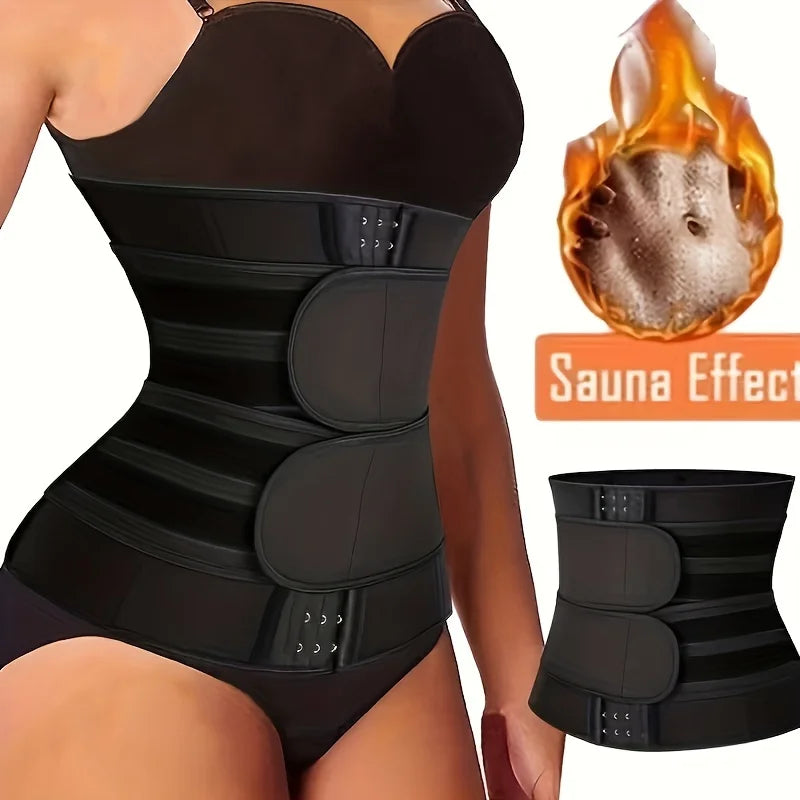 Women’s Sculpting Double-Belt Waist Trainer | Triple-Hook High-Compression Fitness Shaper