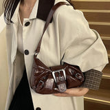 Y2K Retro Pleated Hobo Shoulder Bag for Women Hot Selling Maillard Style Underarm Bag Clutch Handbags for Travel Work Shopping