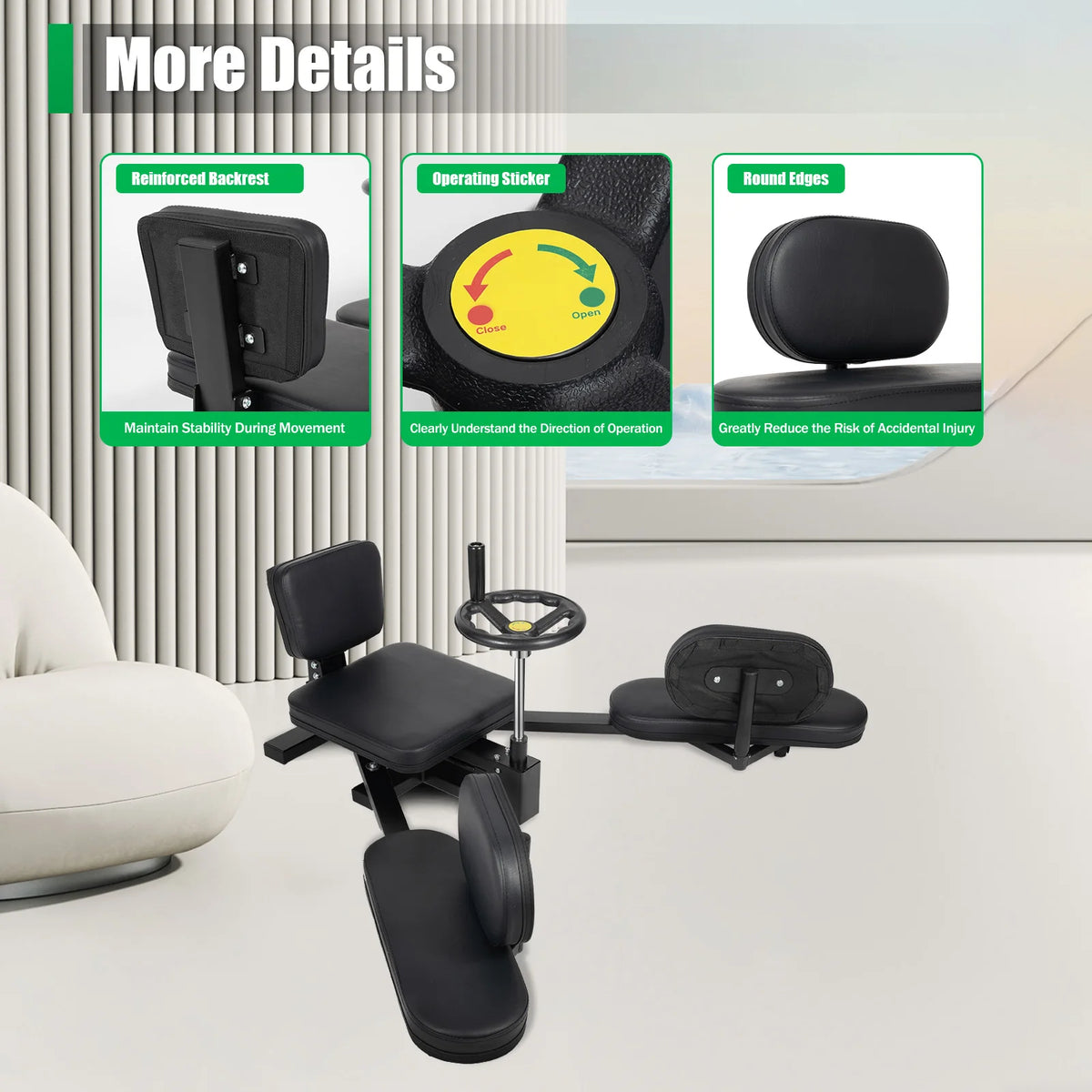 Pro Leg Stretcher with Handwheel & Cushioned Support