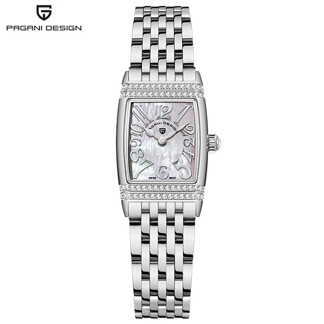Pagani Design New 22mm Square Women's Quartz Watch Stainless Steel Sapphire Glass 50m Waterproof Women's Quartz Watch