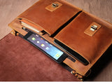 LUOKIR Vintage Crazy Horse Briefcase Travel Genuine Leather Handbag Luxury Men's Messenger Computer Shoulder Bag 14 Inch Laptop