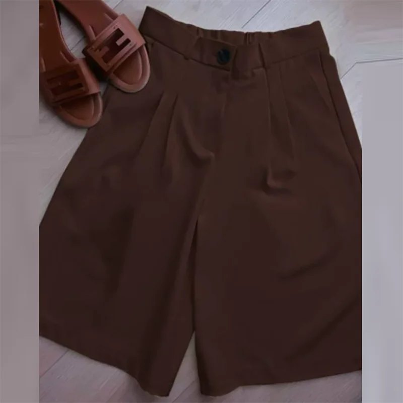Ladies Loose Blazer Suit Solid Casual Turn Down Collar One Button Coat High Waist Shorts 2025 Summer Autumn Formal New Outfits